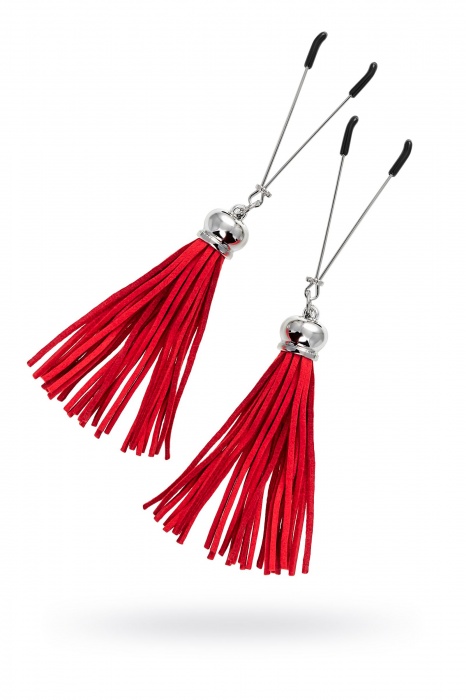 Зажимы на соски «Вилки» с красными кисточками из замши - Pecado - купить с доставкой в Самаре