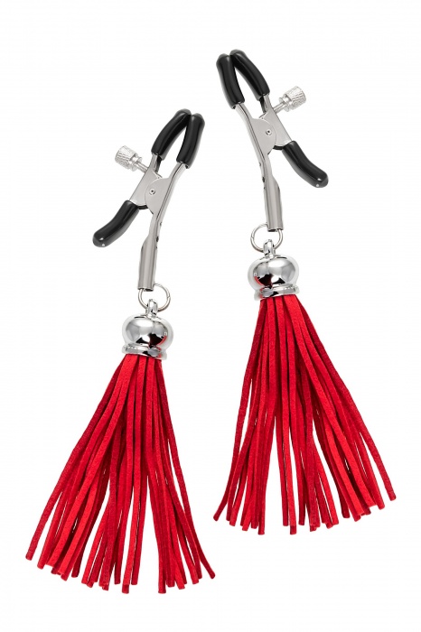 Зажимы на соски «Прищепки» с красными кисточками из замши - Pecado - купить с доставкой в Самаре