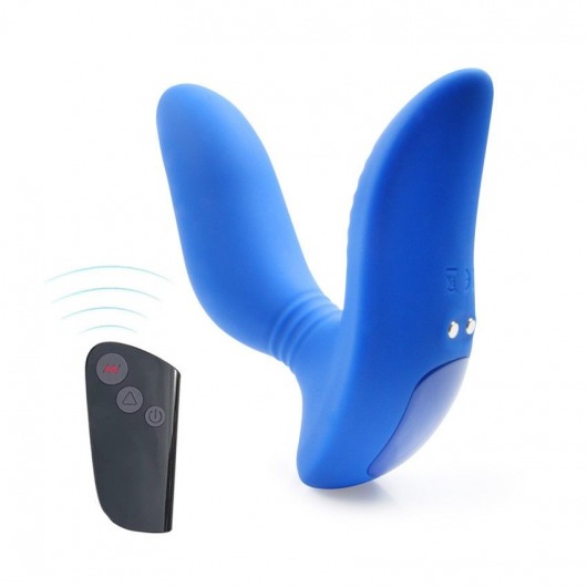 Синий вибромассажер простаты 3,5’’ Remote Control Curve P-spot Massager - 12 см. - Erokay - в Самаре купить с доставкой