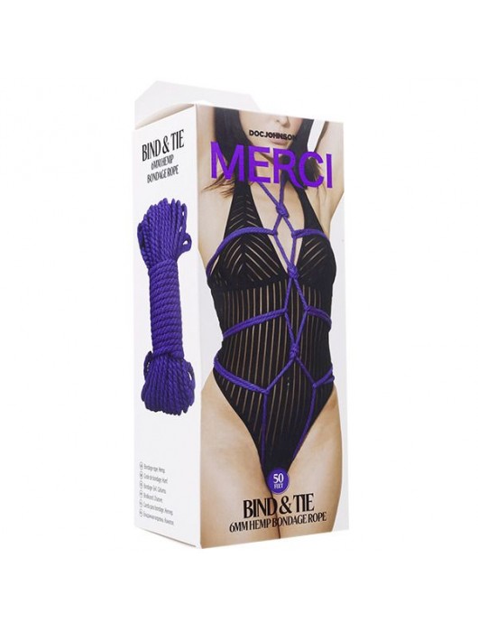 Фиолетовая верёвка для связывания и фиксации Bind Tie - 15,24 м. - Doc Johnson - купить с доставкой в Самаре