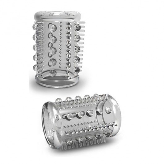Прозрачная насадка с шипами и шишечками STAY HARD COCK SLEEVE 03 CLEAR - Blush Novelties - в Самаре купить с доставкой