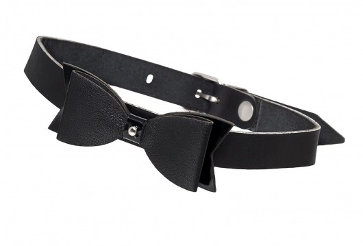 Черный кожаный чокер с бабочкой - Pecado - купить с доставкой в Самаре