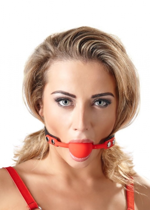 Силиконовый кляп-шар на чёрных ремешках Red Gag silicone - Orion - купить с доставкой в Самаре