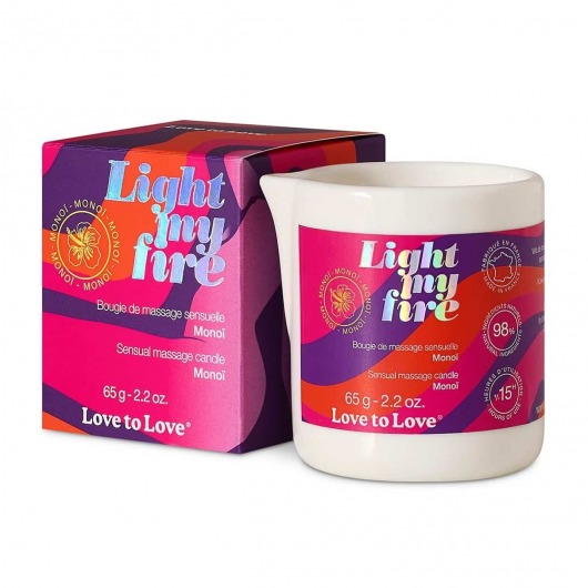Массажная свеча Light My Fire с ароматом моной - 80 мл. - Love to Love - купить с доставкой в Самаре