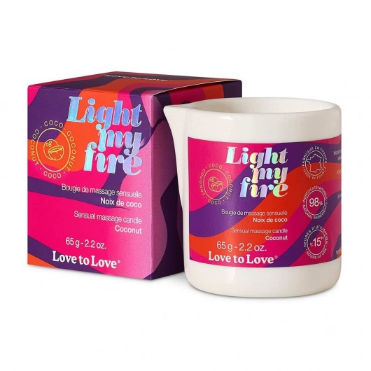 Массажная свеча Light My Fire Coconut с ароматом кокоса - 65 гр. - Love to Love - купить с доставкой в Самаре