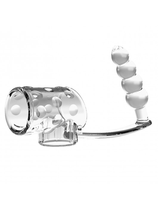 Прозрачная насадка на пенис и мошонку с анальным стимулятором Rilley - Baile - в Самаре купить с доставкой