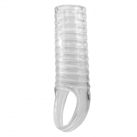 Прозрачная насадка на пенис с ребрышками и подхватом мошонки - Baile - в Самаре купить с доставкой