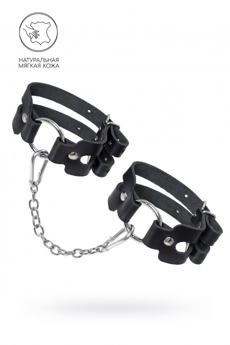 Черные кожаные оковы из двух ремешков - Pecado - купить с доставкой в Самаре