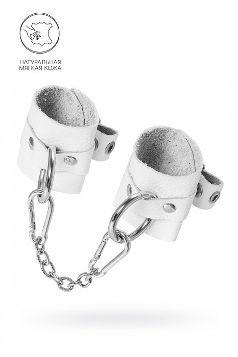 Белые мягкие кожаные наручники с люверсами - Pecado - купить с доставкой в Самаре