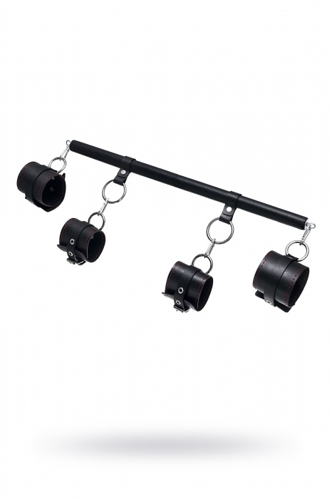 Черная распорка с 4 манжетами для рук и ног - Pecado - купить с доставкой в Самаре