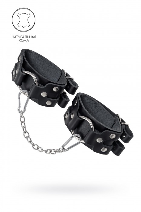 Черные кожаные оковы с двумя ремешками - Pecado - купить с доставкой в Самаре