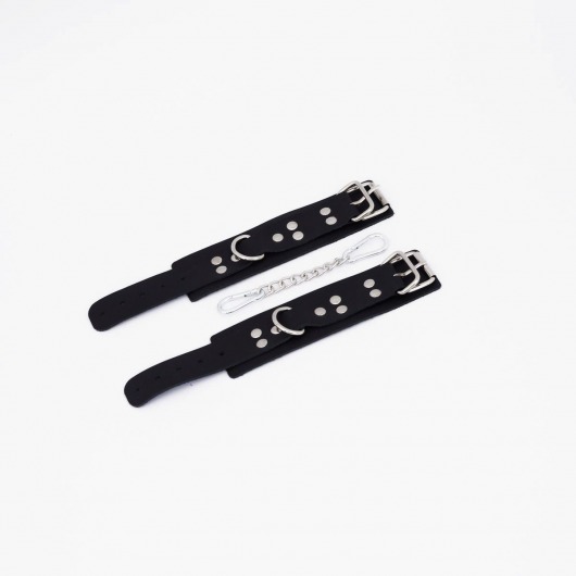 Черные кожаные наручники с регулируемыми ремешками - Crazy Handmade - купить с доставкой в Самаре