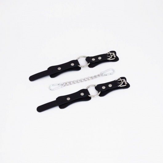 Черные кожаные наручники с кольцом - Crazy Handmade - купить с доставкой в Самаре