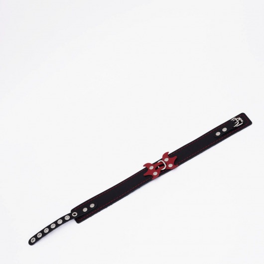 Черный ошейник с красным декором и строчкой - Crazy Handmade - купить с доставкой в Самаре