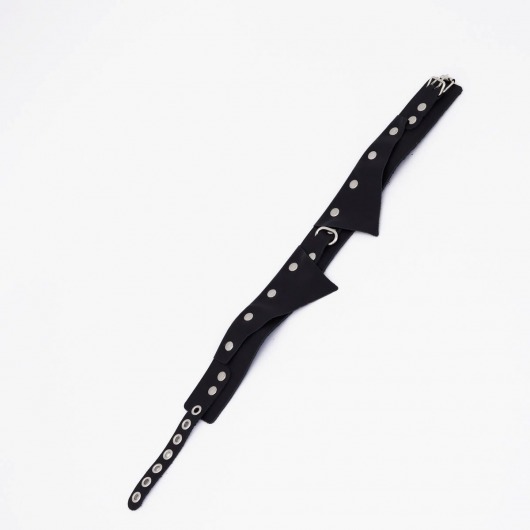 Черный однослойный кожаный ошейник с имитацией воротничка - Crazy Handmade - купить с доставкой в Самаре