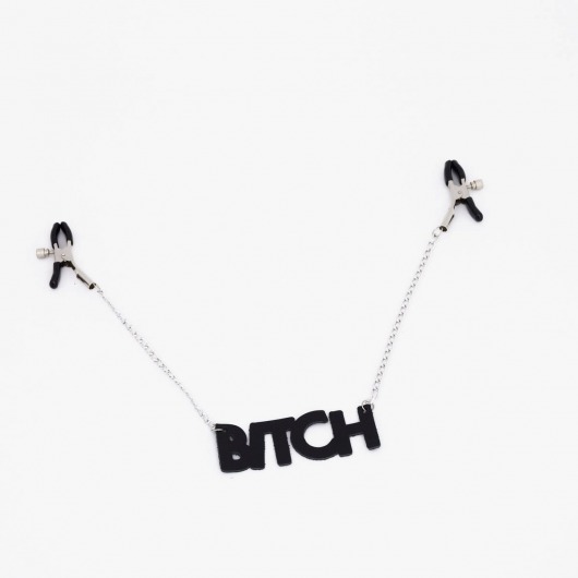 Зажимы на соски с кожаной подвеской Bitch - Crazy Handmade - купить с доставкой в Самаре