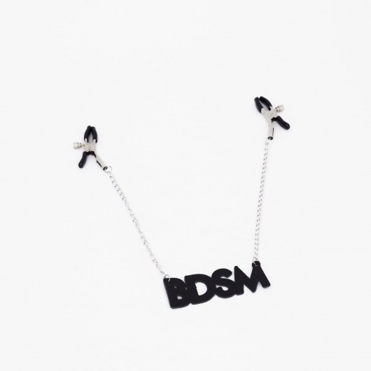 Зажимы на соски с кожаной подвеской BDSM - Crazy Handmade - купить с доставкой в Самаре