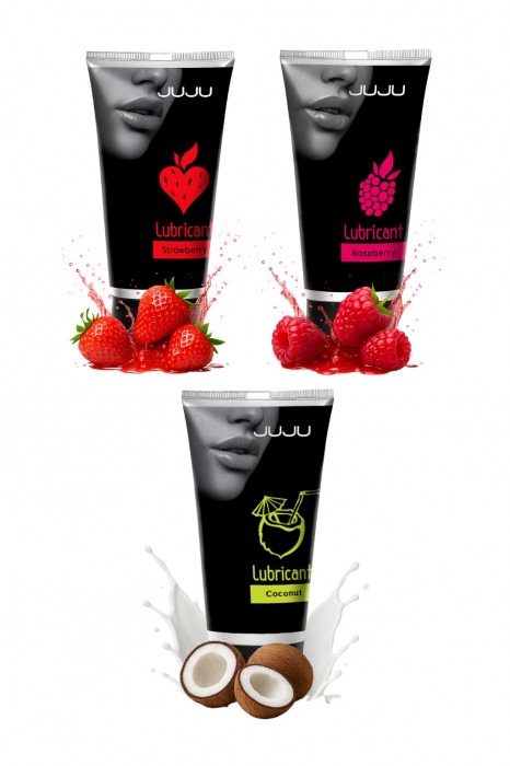 Набор из 3 съедобных лубрикантов JUJU (клубника, малина, кокос) - JuJu - купить с доставкой в Самаре