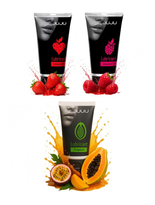 Набор из 3 съедобных лубрикантов JUJU (клубника, малина, тропические фрукты) - JuJu - купить с доставкой в Самаре