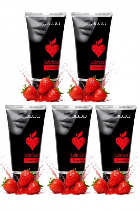 Набор из 5 съедобных лубрикантов JUJU со вкусом клубники - JuJu - купить с доставкой в Самаре