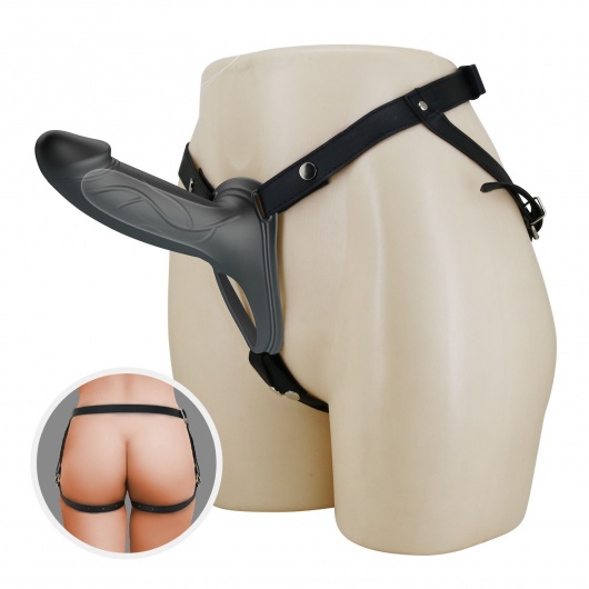 Черный полый мужской страпон London - 16,8 см. - Baile - купить с доставкой в Самаре