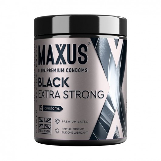 Черные утолщенные презервативы MAXUS Extra Strong с железным кейсом - 15 шт. - Maxus - купить с доставкой в Самаре