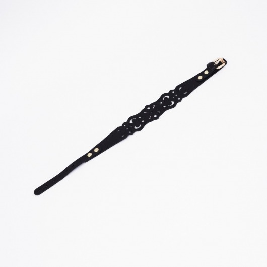 Черный ажурный чокер с золотистой фурнитурой - Crazy Handmade - купить с доставкой в Самаре