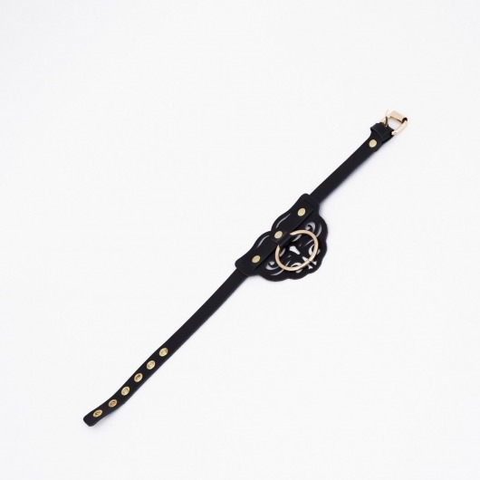 Черный чокер с клепками и золотистой фурнитурой - Crazy Handmade - купить с доставкой в Самаре