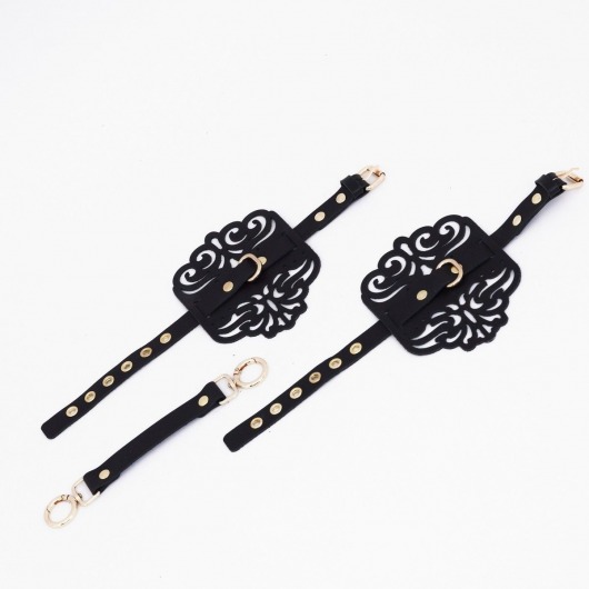 Черный фигурные оковы с золотистой фурнитурой - Crazy Handmade - купить с доставкой в Самаре