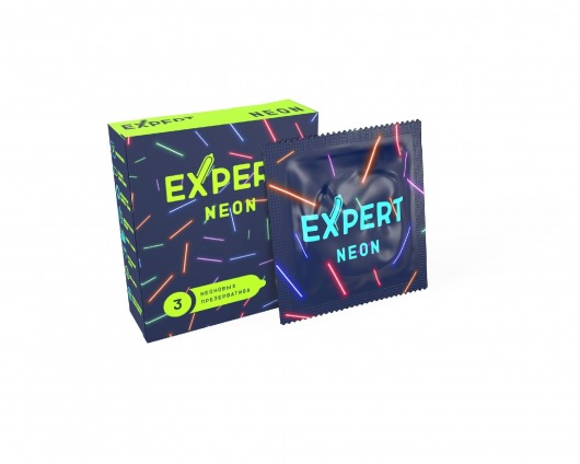 Светящиеся в темноте презервативы Expert Neon - 3 шт. - Expert - купить с доставкой в Самаре