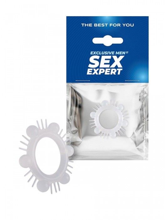 Эластичное эрекционное кольцо с шипиками и шариками - Sex Expert - в Самаре купить с доставкой