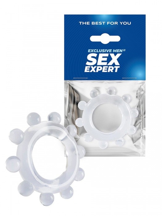 Прозрачное эрекционное кольцо со стимулирующими шариками - Sex Expert - в Самаре купить с доставкой