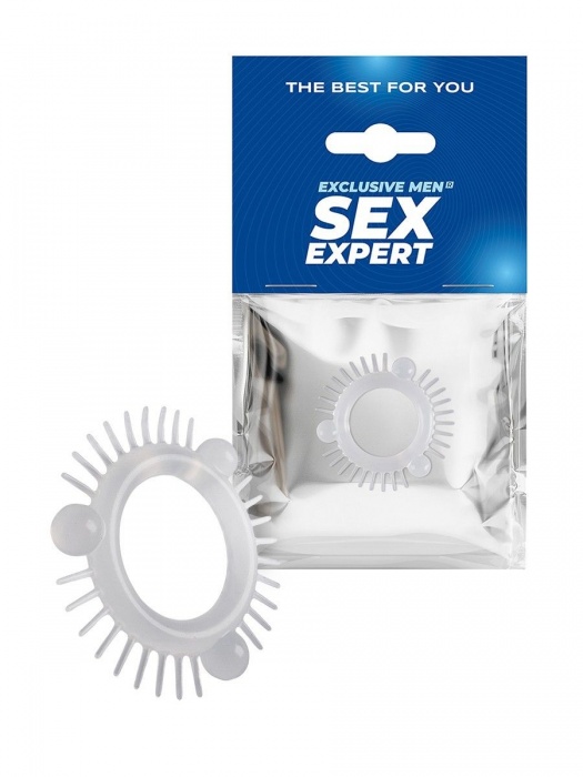 Эластичное эрекционное кольцо с 3 шариками и шипами - Sex Expert - в Самаре купить с доставкой