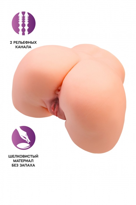 Телесный мастурбатор в форме попки с 2 любовными входами - No Name - в Самаре купить с доставкой