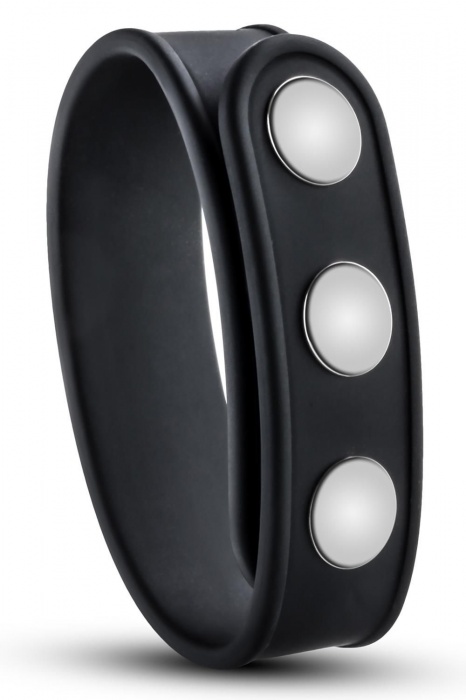 Черное эрекционное кольцо на кнопках - Blush Novelties - в Самаре купить с доставкой