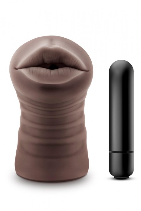 Коричневый мастурбатор-ротик Krystal Vibrating Masturbator - Blush Novelties - в Самаре купить с доставкой