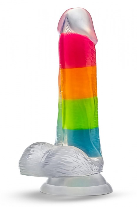 Яркий люминесцентный фаллоимитатор Rainbow Rave - 16,5 см. - Blush Novelties