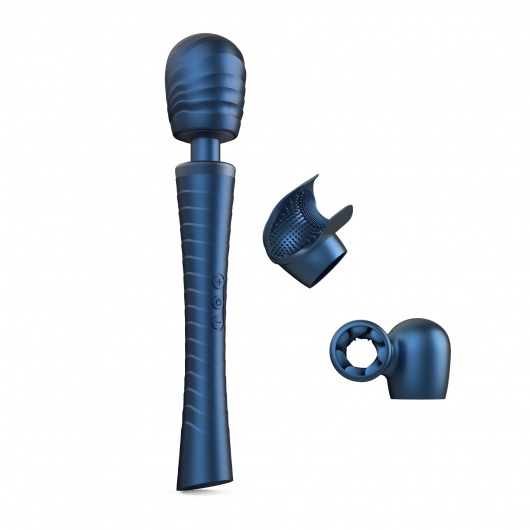Синий вибромассажёр с насадками Man.wand Edgy - Manwan - в Самаре купить с доставкой
