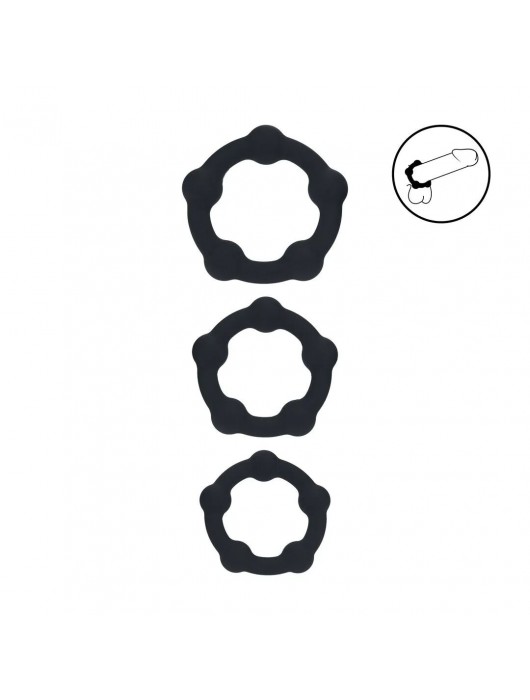 Набор из 3 эрекционных колец Beaded Silicone Cockring Set - Shots Media BV - в Самаре купить с доставкой
