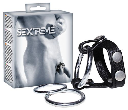 Подхват для мошонки с 3 съемными эрекционными кольцами Leder-Riemen - Orion - в Самаре купить с доставкой