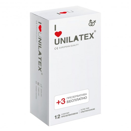 Ультратонкие презервативы Unilatex Ultra Thin - 12 шт. + 3 шт. в подарок - Unilatex - купить с доставкой в Самаре