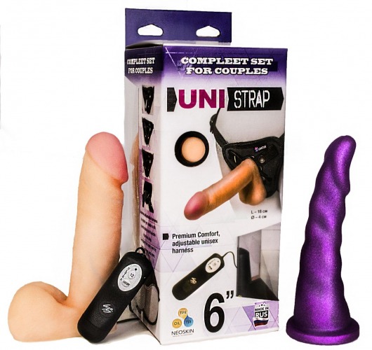 Вибрострапон с двумя насадками UniStrap - 18 и 18 см. - LOVETOY (А-Полимер) - купить с доставкой в Самаре