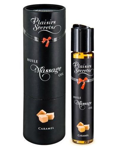 Массажное масло с ароматом карамели Huile de Massage Gourmande Caramel - 59 мл. - Plaisir Secret - купить с доставкой в Самаре