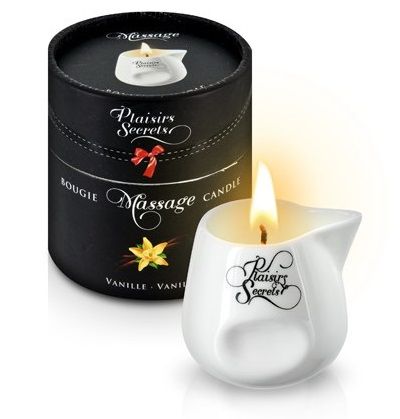 Массажная свеча с ароматом ванили Bougie Massage Gourmande Vanille - 80 мл. - Plaisir Secret - купить с доставкой в Самаре