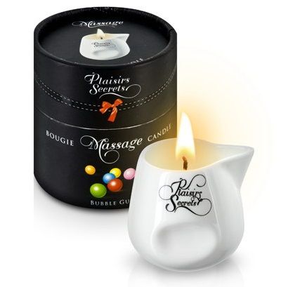 Массажная свеча с ароматом бубль-гума Bougie de Massage Gourmande Bubble Gum - 80 мл. - Plaisir Secret - купить с доставкой в Самаре