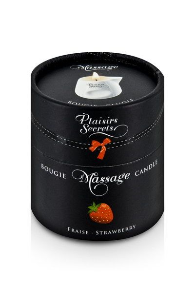 Массажная свеча с ароматом клубники Bougie de Massage Gourmande Fraise - 80 мл. - Plaisir Secret - купить с доставкой в Самаре