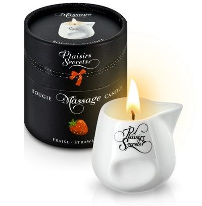 Массажная свеча с ароматом клубники Bougie de Massage Gourmande Fraise - 80 мл. - Plaisir Secret - купить с доставкой в Самаре