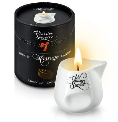 Массажная свеча с ароматом шоколада Bougie de Massage Gourmande Chocolat - 80 мл. - Plaisir Secret - купить с доставкой в Самаре
