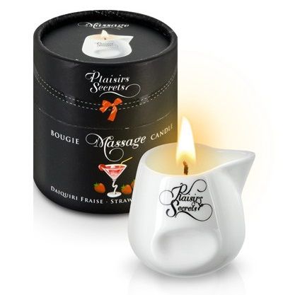 Массажная свеча с ароматом клубничного дайкири Bougie de Massage Daikiri Fraise - 80 мл. - Plaisir Secret - купить с доставкой в Самаре