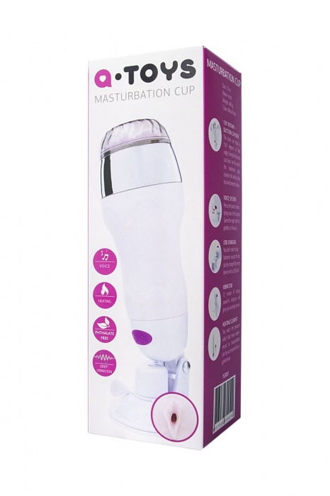 Мастурбатор-вагина в белой колбе с присоской и функцией нагрева - A-toys - в Самаре купить с доставкой